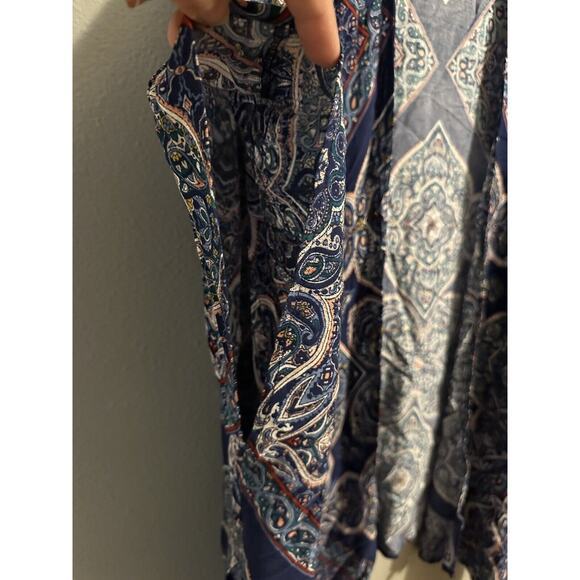 ARTESIA Womens M/L Patterned BOHO Kimono Open Front Bat Wing Sleeve Flowy EUC - Picture 4 of 6